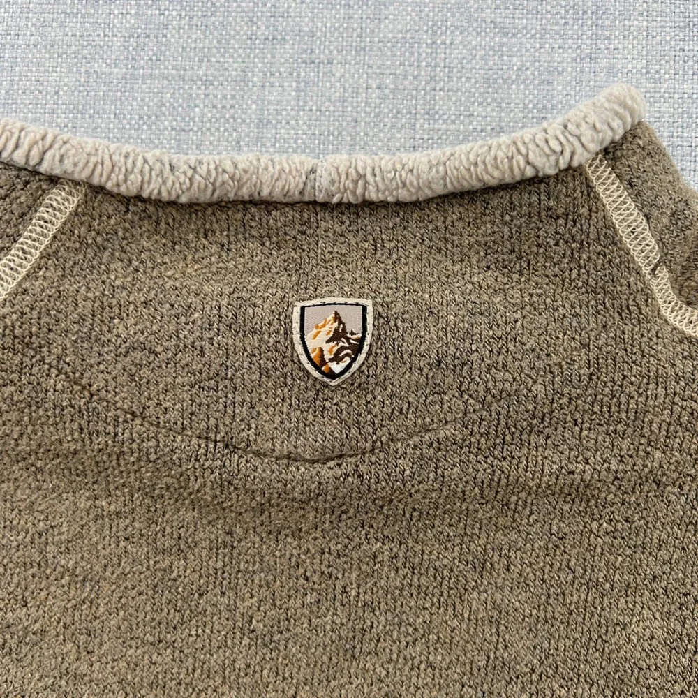 KUHL Alfpaca Fleece Pullover Mens Large Brown Mock Neck Sherpa Lined Gorpcore